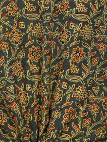 Green Yellow Black Rust Ajrakh Block Printed Cotton Fabric Per Meter - F003F1767