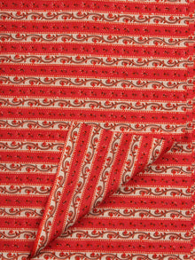 Red Ivory Black Hand Block Printed Cotton Fabric Per Meter - F001F2025