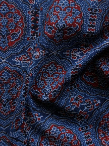 Indigo Black Red Ajrakh Hand Block Printed Cotton Blouse Fabric - BPA0143