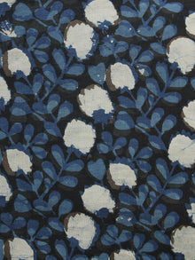 Indigo Black Ivory Hand Block Printed Cotton Fabric Per Meter - F001F1081