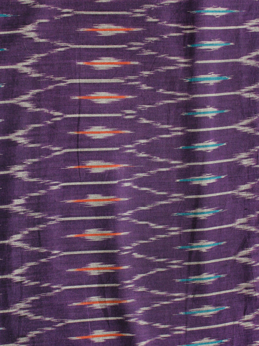 Purple Grey Orange Pochampally Hand Weaved Ikat Mercerised Cotton Fabric Per Meter - F002F1980