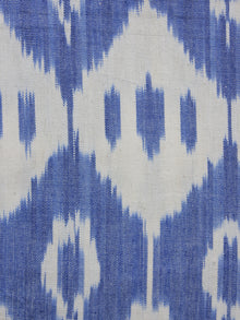 White Blue Pochampally Hand Weaved Ikat Fabric Per Meter - F003F1248