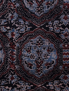 Black Maroon Light Blue Ivory Ajrakh Hand Block Printed Cotton Blouse Fabric - BPA0137