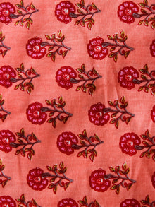 Peach pink Hand Block Printed Cotton Fabric Per Meter - F001F1877