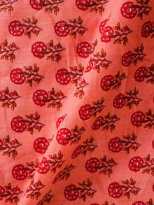 Peach pink Hand Block Printed Cotton Fabric Per Meter - F001F1877