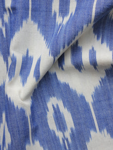 White Blue Pochampally Hand Weaved Ikat Fabric Per Meter - F003F1248