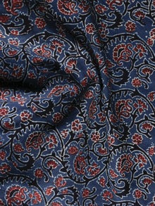 Indigo Black Red Ajrakh Printed Cotton Fabric Per Meter - F003F1191