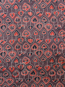 Brown Red Black Ajrakh Hand Block Printed Cotton Fabric Per Meter - F003F1539