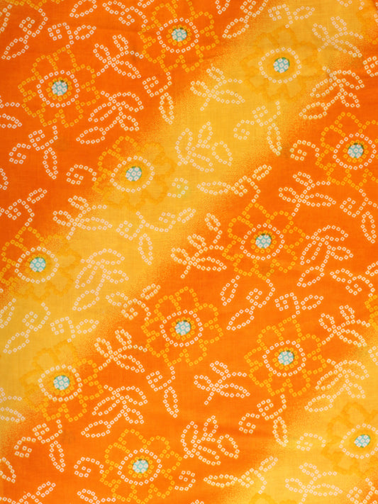 Yellow Orange White Bandhini Printed Cotton Fabric Per Meter - F001F2236