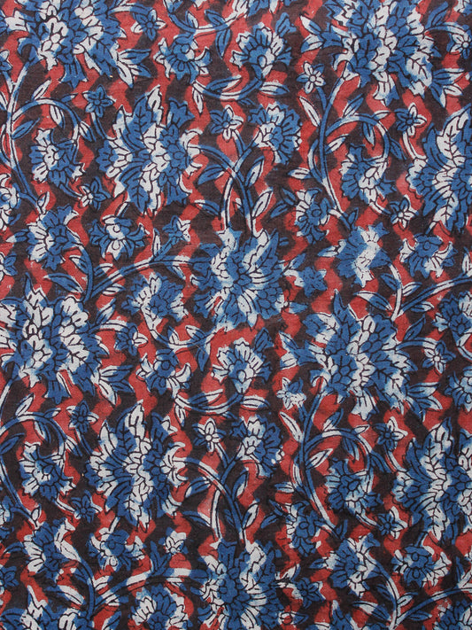 Indigo Black Red Ivory Hand Block Printed Cotton Fabric Per Meter - F001F1366