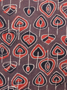 Brown Red Black Ajrakh Hand Block Printed Cotton Fabric Per Meter - F003F1539