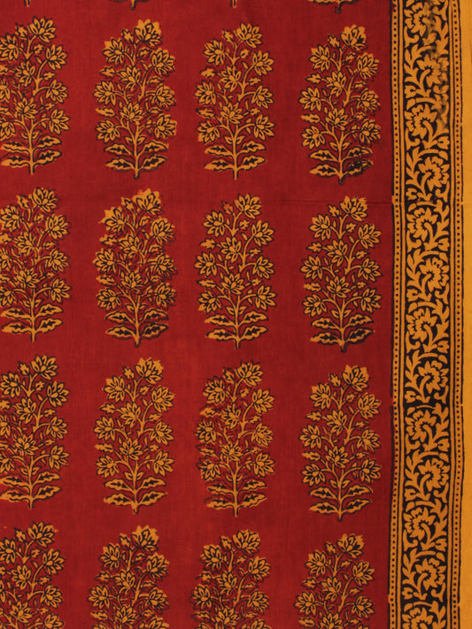 Rust Mustard Bagh Printed Cotton Fabric Per Meter - F005F2089