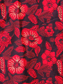 Black Plum Pink Hand Block Printed Cotton Fabric Per Meter - F001F1938