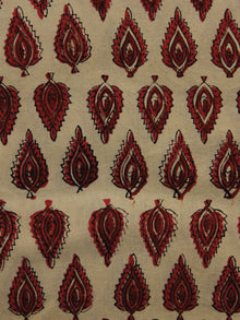 Beige Red Maroon Black Hand Block Printed Cotton Fabric Per Meter - F001F1085