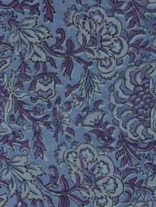 Blue Purple Hand Block Printed Cotton Fabric Per Meter - F001F2366