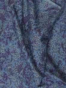 Blue Purple Hand Block Printed Cotton Fabric Per Meter - F001F2366