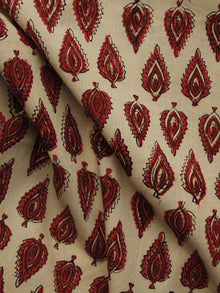 Beige Red Maroon Black Hand Block Printed Cotton Fabric Per Meter - F001F1085