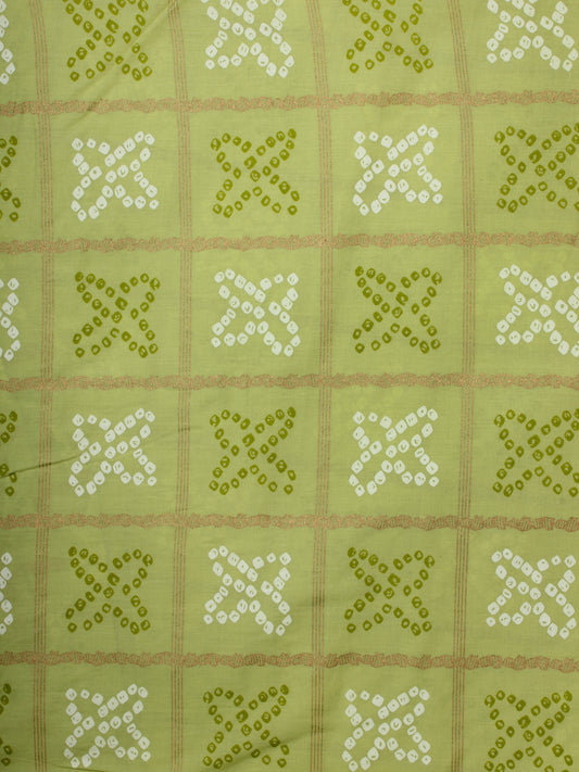 Green White Block Printed Cotton Fabric Per Meter - F001F2206