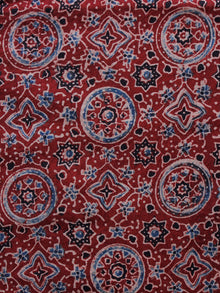 Red Black Blue Ajrakh Hand Block Printed Cotton Blouse Fabric - BPA0109