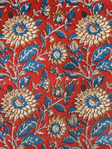 Red Indigo Mustard Ivory Hand Block Printed Cotton Fabric Per Meter - F001F1483