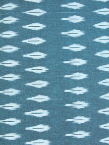 Steel Blue Ivory Hand Woven Ikat Handloom Cotton Fabric Per Meter - F002F2418