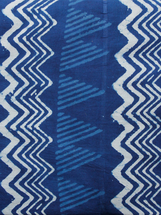 Indigo White Hand Block Printed Cotton Fabric Per Meter - F001F1557