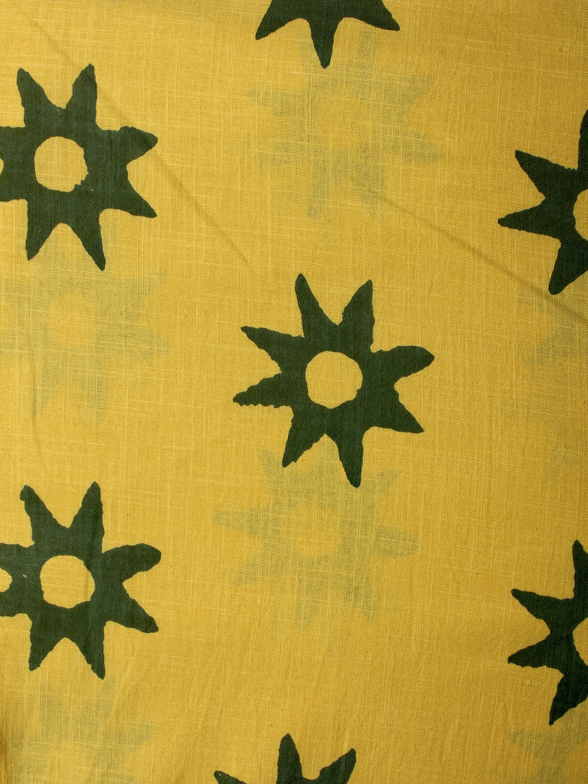 Yellow Green Hand Block Printed Cotton Fabric Per Meter - F001F1994