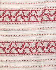 OffWhite Red Black Hand Block Printed Cotton Fabric Per Meter - F001F2410