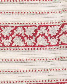 OffWhite Red Black Hand Block Printed Cotton Fabric Per Meter - F001F2410