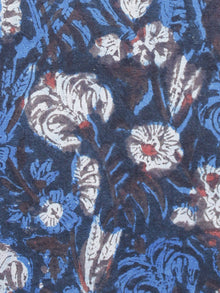 Indigo Blue Brown Ivory Hand Block Printed Cotton Fabric Per Meter - F003F1217