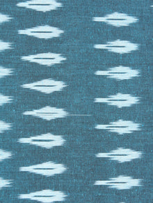 Steel Blue Ivory Hand Woven Ikat Handloom Cotton Fabric Per Meter - F002F2418