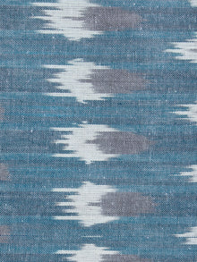 Blue Grey White Hand Woven Ikat Handloom Cotton Fabric Per Meter - F002F1950