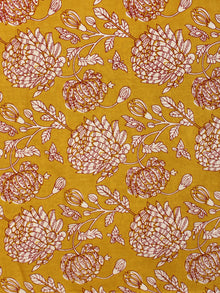 Mustard Maroon OffWhite Block Printed Cotton Fabric Per Meter - F001F2243