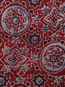 Red Black Blue Ajrakh Hand Block Printed Cotton Blouse Fabric - BPA0109