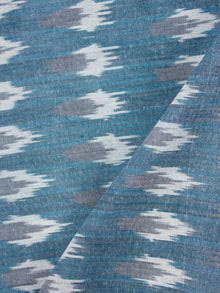 Blue Grey White Hand Woven Ikat Handloom Cotton Fabric Per Meter - F002F1950