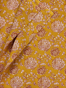 Mustard Maroon OffWhite Block Printed Cotton Fabric Per Meter - F001F2243