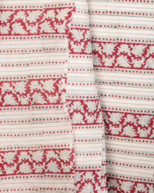 OffWhite Red Black Hand Block Printed Cotton Fabric Per Meter - F001F2410