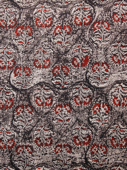 Beige Black Red Hand Block Printed Cotton Fabric Per Meter - F001F1370