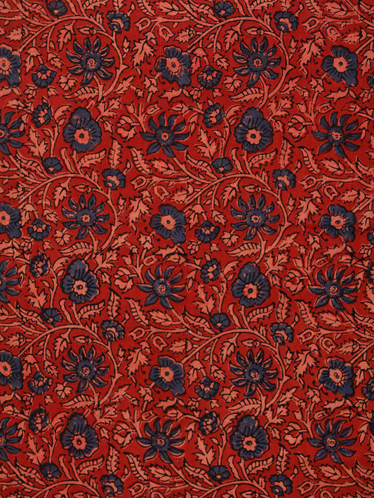 Red Indigo Black Beige Ajrakh Hand Block Printed Cotton Fabric Per Meter - F003F1773