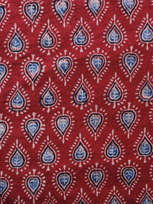 Red Light Blue Peach Black Ajrakh Hand Block Printed Cotton Blouse Fabric - BPA0144