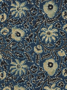 Indigo Green Black Ivory Ajrakh Hand Block Printed Cotton Fabric Per Meter - F003F1774