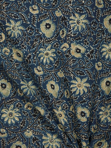 Indigo Green Black Ivory Ajrakh Hand Block Printed Cotton Fabric Per Meter - F003F1774