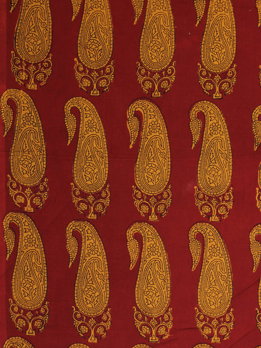 Rust Mustard Bagh Printed Cotton Fabric Per Meter - F005F2093