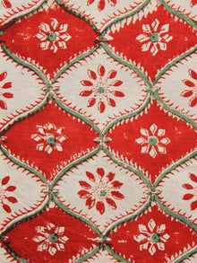 Red Beige Green Hand Block Printed Cotton Fabric Per Meter - F001F1372