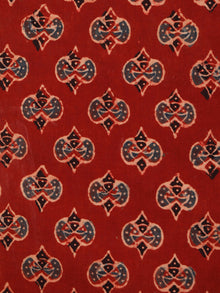 Red Black Grey Beige Ajrakh Hand Block Printed Cotton Fabric Per Meter - F003F1775