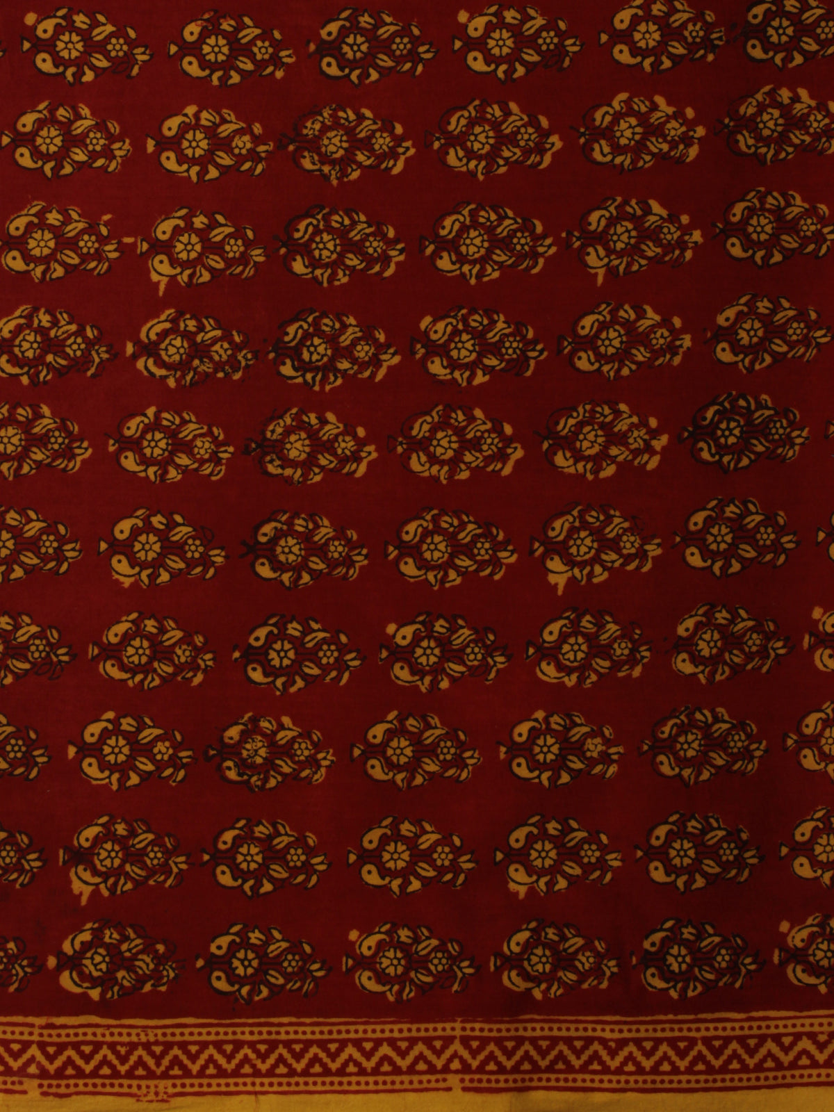 Rust Mustard Bagh Printed Cotton Fabric Per Meter - F005F2094