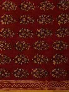 Rust Mustard Bagh Printed Cotton Fabric Per Meter - F005F2094