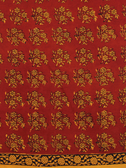 Rust Mustard Bagh Printed Cotton Fabric Per Meter - F005F2096