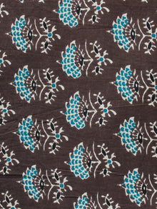 Brown Teal Green Hand Block Printed Cotton Fabric Per Meter - F001F1869