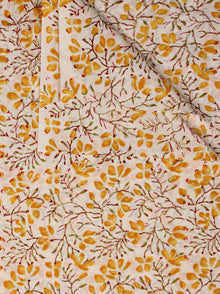 White Yellow Hand Block Printed Cotton Fabric Per Meter - F001F2036